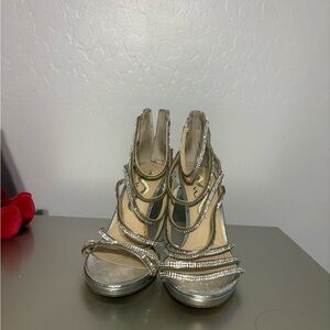 Nina Silver Strappy Heels